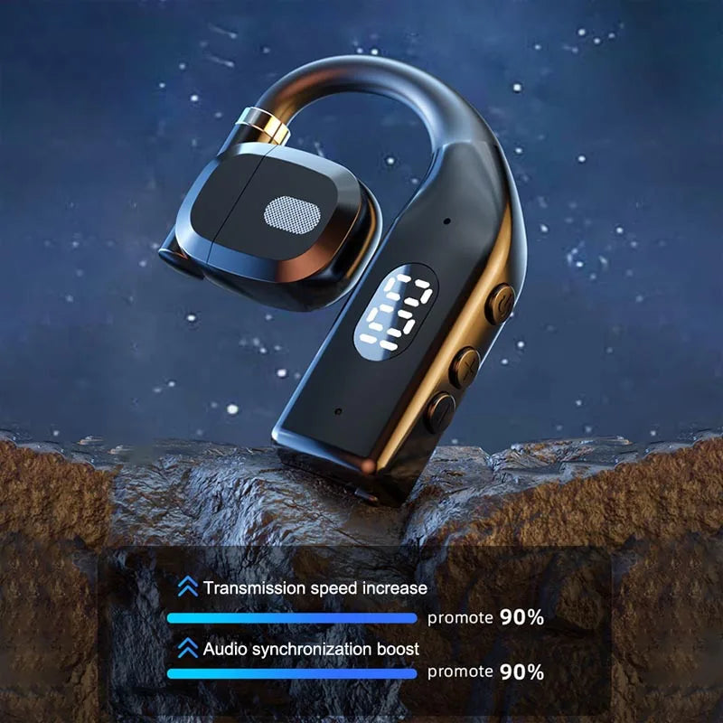 Auriculares inalámbricos Bluetooth 5,4 con ganchos para las orejas, auriculares deportivos para videojuegos, auriculares estéreo HiFi con reducción de ruido y micrófono