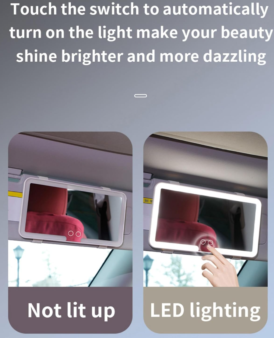 ESPEJO DE MAQUILLAJE CON LUZ LED PARA CARRO