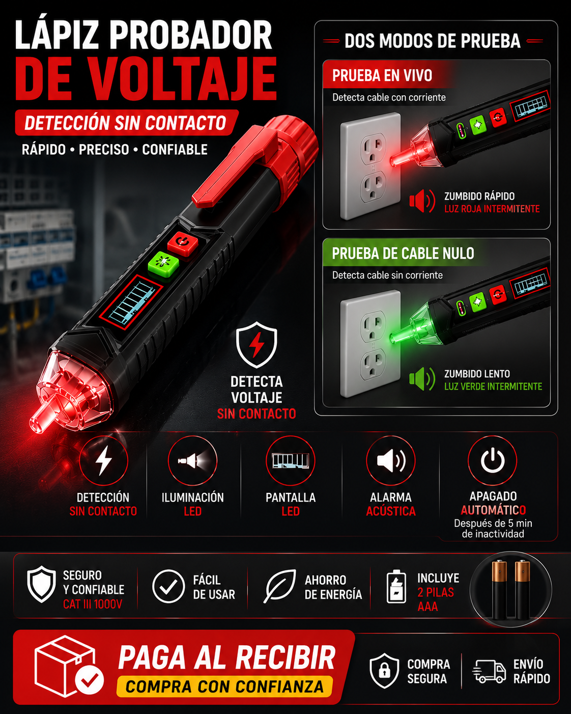 LAPIZ DETECTOR DE VOLTAJE SIN CONTACTO