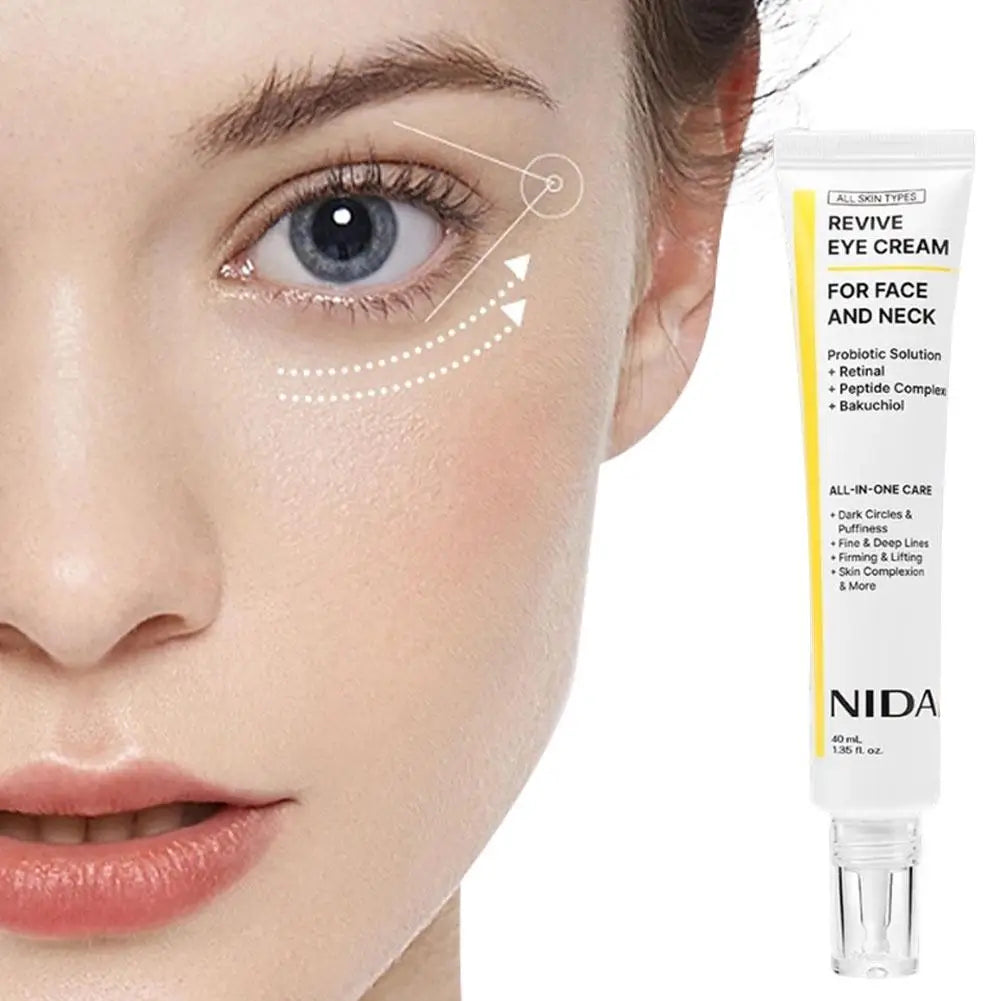 NIDA Crema para el contorno de ojos con retinol y protector solar invisible SPF50: antienvejecimiento, reduce arrugas y líneas de expresión, protección UV, cuidado diario de la piel.